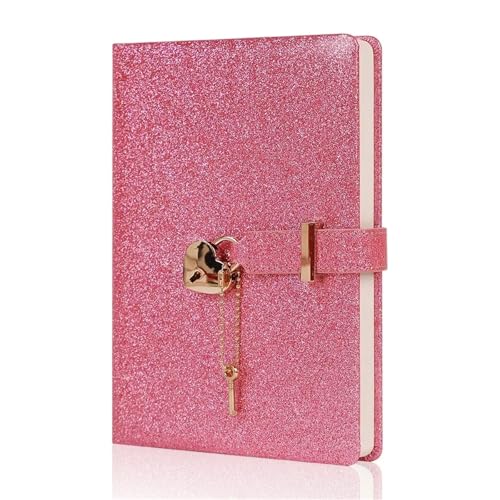 IOEUIWP A5 süßes Mädchen Herzschloss Notizblock Lmitation Leder PU Liebe Passwort Tagebuch Notizbuch Studentenhandbuch(Color 1) von IOEUIWP