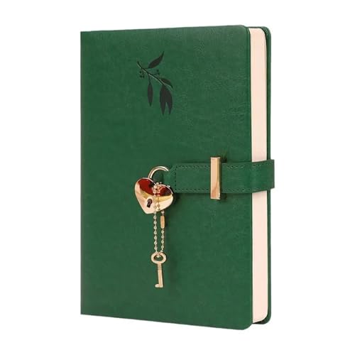 IOEUIWP A5 süßes Mädchen Herzschloss Notizblock Lmitation Leder PU Liebe Passwort Tagebuch Notizbuch Studentenhandbuch(Green) von IOEUIWP