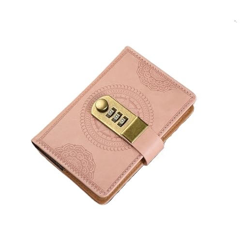 IOEUIWP A7 200/240 Seiten Retro Passwort Buch Mit Schloss Tagebuch Verdickt Kreative Hand Ledger Student Notizblock Schreibwaren Notebook Binder(Pink 100 sheets) von IOEUIWP
