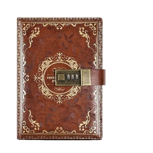 IOEUIWP Exquisites Vintage-Notizbuch, PU, A5, Notizblock mit Passwortaufzeichnung, Datenschutz, Geheimprotokoll, Büro- und Reisenotizen, Schulbedarf(Black) von IOEUIWP