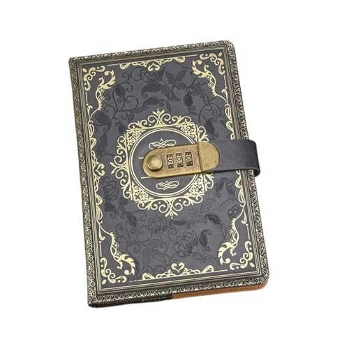 IOEUIWP Exquisites Vintage-Notizbuch, PU, A5, Notizblock mit Passwortaufzeichnung, Datenschutz, Geheimprotokoll, Büro- und Reisenotizen, Schulbedarf(Light Grey) von IOEUIWP