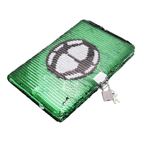 IOEUIWP Fußball-Notizbuch mit Schloss und Schlüssel, kreativer Pailletten-Einband, Notizblock, privater, wendbarer Bürobedarf IOEUIWP Fußball-Notizbuch mit Schloss und Schlüssel, kreativer Pailletten-Einband, Notizblock, privater, wendbarer Bürobedarf von IOEUIWP
