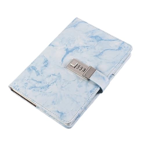 IOEUIWP Passwort Notebook Leder Textur Persönliche Tagebuch Journal Mit Schloss Code Dicken Notizblock Büro(Blue) von IOEUIWP