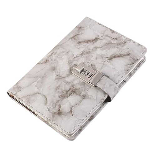 IOEUIWP Passwort Notebook Leder Textur Persönliche Tagebuch Journal Mit Schloss Code Dicken Notizblock Büro(Grey) von IOEUIWP