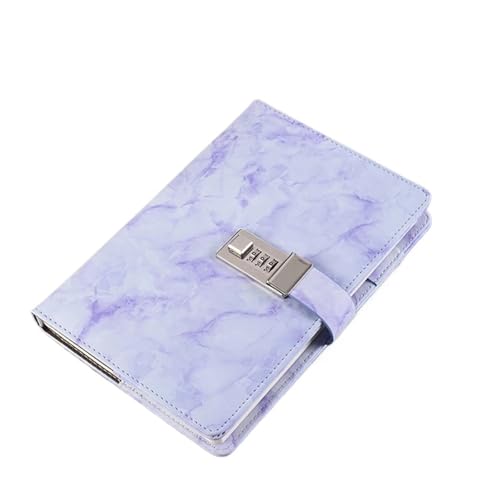 IOEUIWP Passwort Notebook Leder Textur Persönliche Tagebuch Journal Mit Schloss Code Dicken Notizblock Büro(PURPLE) von IOEUIWP