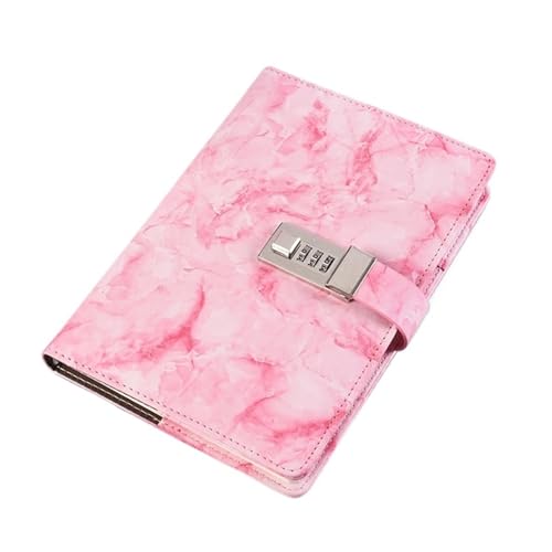 IOEUIWP Passwort Notebook Leder Textur Persönliche Tagebuch Journal Mit Schloss Code Dicken Notizblock Büro(Pink) von IOEUIWP