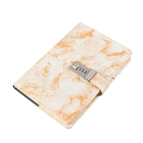 IOEUIWP Passwort Notebook Leder Textur Persönliche Tagebuch Journal Mit Schloss Code Dicken Notizblock Büro(Yellow) von IOEUIWP