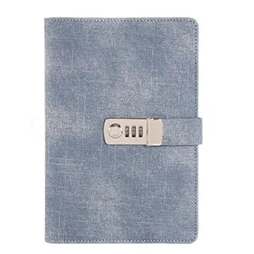 IOEUIWP Passwortbuch Weiblicher verdickter Notizblock Retro-Leinwand mit Schloss A5 Kreatives Tagebuch Schreibwaren Handbuch Notizbuch(Blue) von IOEUIWP
