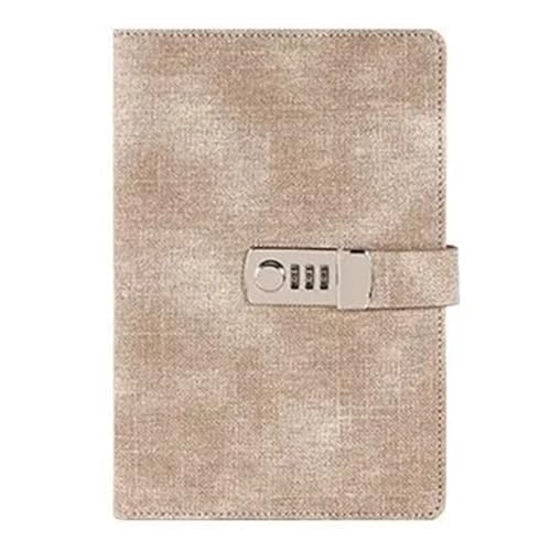 IOEUIWP Passwortbuch Weiblicher verdickter Notizblock Retro-Leinwand mit Schloss A5 Kreatives Tagebuch Schreibwaren Handbuch Notizbuch(Khaki) von IOEUIWP