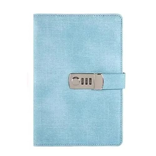 IOEUIWP Passwortbuch Weiblicher verdickter Notizblock Retro-Leinwand mit Schloss A5 Kreatives Tagebuch Schreibwaren Handbuch Notizbuch(Light blue) von IOEUIWP