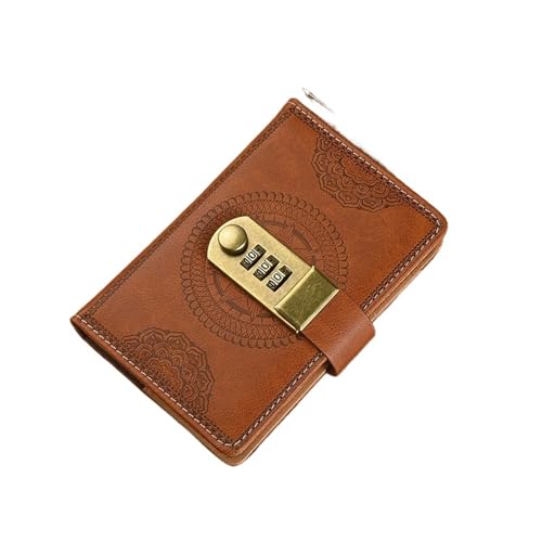 IOEUIWP Retro-Passwortbuch A7 (4 * 5,8 Zoll) mit Schloss, kreativ, dick und Notizblock, Schutz for Schreibwaren, Notizbuch, geheime Sicherheit(Brown) von IOEUIWP