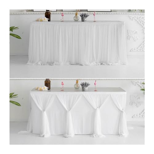 Kreuz Party Tisch Rock Hochzeit Tischdecke Streifen Variable Tisch Rock Geburtstag Party Dekoration Baby Dusche Tisch Rock Für Hochzeit Party Geburtstag(White and White,8FT(W243cmx77cm)) von IOEUIWP