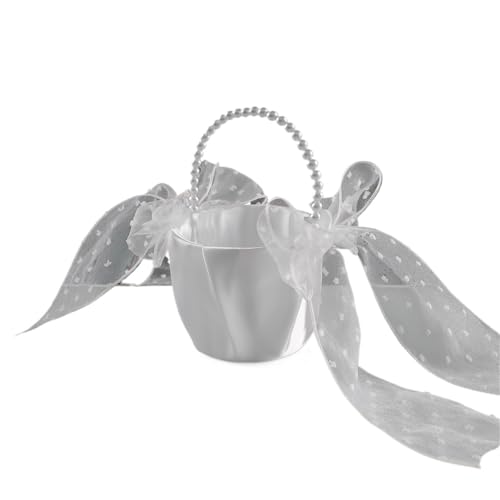 Moderne Hochzeitsblumenkörbe mit perlenverzierten Henkeln und Schleifen eignen sich for Hochzeiten von IOEUIWP