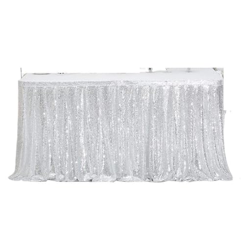 Pailletten Tisch Rock Tische Flash Tuch Geburtstag Party Dekor Hochzeit Zubehör Festival Event Rechteck Tisch Röcke Dekoration Für Hochzeit Party Geburtstag(Silver,70x250CM) von IOEUIWP