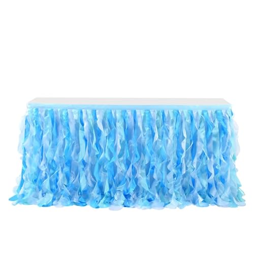 Quaste Doppelschicht Lockenweide Tischrock Spitze TAFT Tischrock Tutu Tüll Tischrock Geburtstag Party Dekor Babyparty Für Hochzeit Party Geburtstag(Style3,9FT (275x77cm)) von IOEUIWP