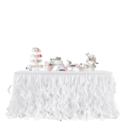 Quaste Doppelschicht Lockenweide Tischrock Spitze TAFT Tischrock Tutu Tüll Tischrock Geburtstag Party Dekor Babyparty Für Hochzeit Party Geburtstag(Style6,9FT (275x77cm)) von IOEUIWP