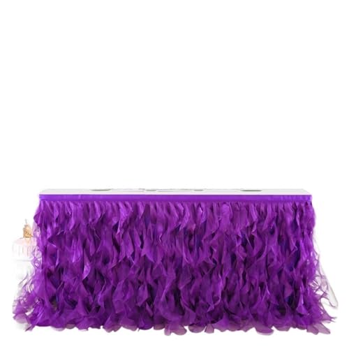 Quaste Doppelschicht Lockenweide Tischrock Spitze TAFT Tischrock Tutu Tüll Tischrock Geburtstag Party Dekor Babyparty Für Hochzeit Party Geburtstag(Style7,9FT (275x77cm)) von IOEUIWP