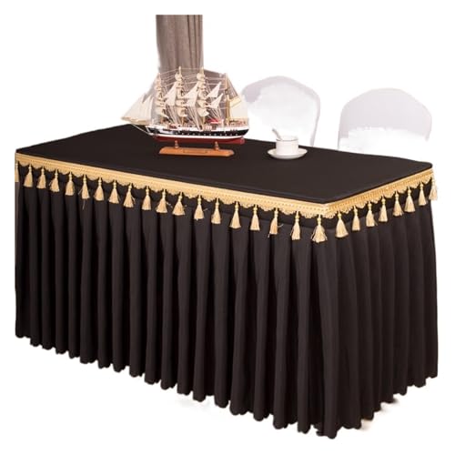 Rechteckiger Tisch for Babypartys, Partys, Hochzeiten, Bankett, Tischrock, Tischdecke, Dekorieren, einfarbig, Tischrock-Abdeckung, Geschirrtuch Für Hochzeit Party Geburtstag(Black,Custom Size) von IOEUIWP