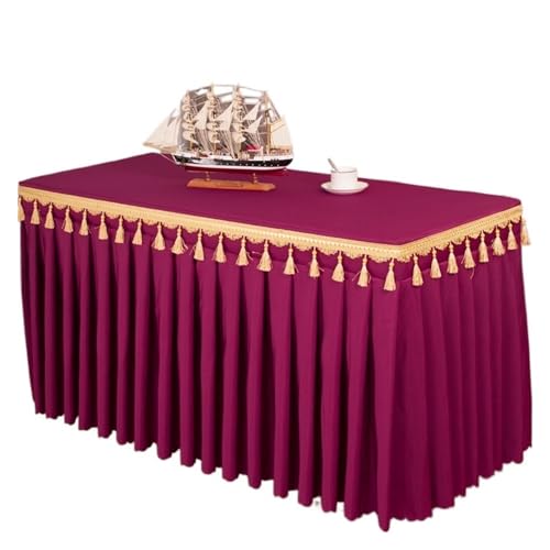 Rechteckiger Tisch for Babypartys, Partys, Hochzeiten, Bankett, Tischrock, Tischdecke, Dekorieren, einfarbig, Tischrock-Abdeckung, Geschirrtuch Für Hochzeit Party Geburtstag(Burgundy,180x40x75cm) von IOEUIWP