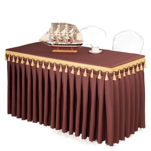 Rechteckiger Tisch for Babypartys, Partys, Hochzeiten, Bankett, Tischrock, Tischdecke, Dekorieren, einfarbig, Tischrock-Abdeckung, Geschirrtuch Für Hochzeit Party Geburtstag(Dark Brown,180x40x75cm) von IOEUIWP