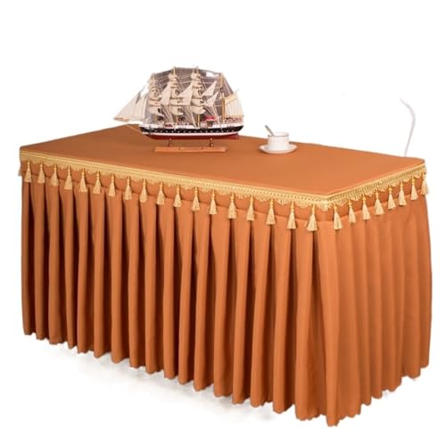 Rechteckiger Tisch for Babypartys, Partys, Hochzeiten, Bankett, Tischrock, Tischdecke, Dekorieren, einfarbig, Tischrock-Abdeckung, Geschirrtuch Für Hochzeit Party Geburtstag(Light Brown,180x40x75cm) von IOEUIWP
