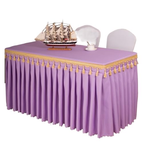 Rechteckiger Tisch for Babypartys, Partys, Hochzeiten, Bankett, Tischrock, Tischdecke, Dekorieren, einfarbig, Tischrock-Abdeckung, Geschirrtuch Für Hochzeit Party Geburtstag(Light Purple,Custom Size) von IOEUIWP