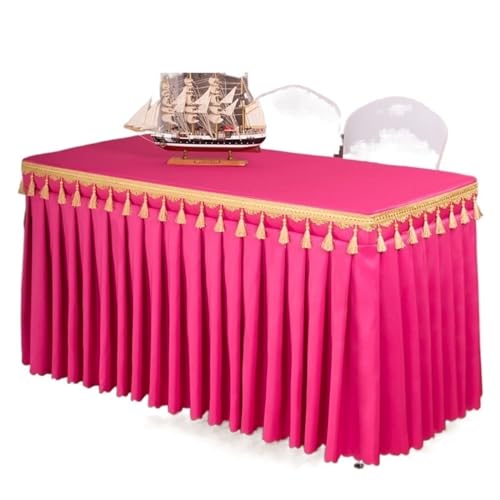 Rechteckiger Tisch for Babypartys, Partys, Hochzeiten, Bankett, Tischrock, Tischdecke, Dekorieren, einfarbig, Tischrock-Abdeckung, Geschirrtuch Für Hochzeit Party Geburtstag(Rose red,180x60x75cm) von IOEUIWP