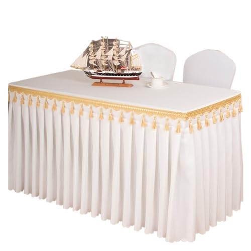 Rechteckiger Tisch for Babypartys, Partys, Hochzeiten, Bankett, Tischrock, Tischdecke, Dekorieren, einfarbig, Tischrock-Abdeckung, Geschirrtuch Für Hochzeit Party Geburtstag(White,Custom Size) von IOEUIWP