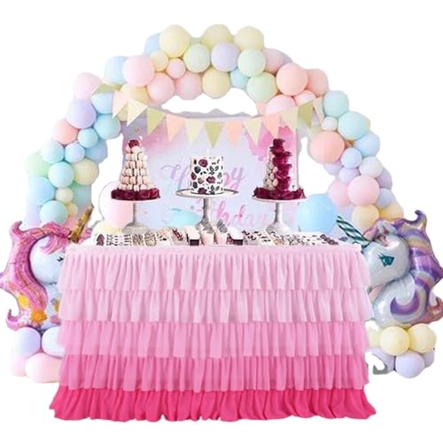Rosa Tutu-Tüll-Tischrock, Bunte Tischdecke, Hochzeit, Bankett, Geburtstag, Party, Tischdecke, Dekoration, Weihnachtsdekoration Für Hochzeit Party Geburtstag(Mixed pink,430X77cm) von IOEUIWP