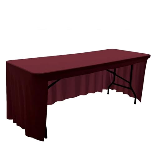Spandex-Stretch-Tischdecke, 1,8 m bis 2,4 m, elastische Tischdecke for Hotel, Bankett, Hochzeit, Party, Tischdekoration, weißer Tischrock Für Hochzeit Party Geburtstag(Burgundy,8FT-243x76x76cm) von IOEUIWP