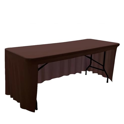 Spandex-Stretch-Tischdecke, 1,8 m bis 2,4 m, elastische Tischdecke for Hotel, Bankett, Hochzeit, Party, Tischdekoration, weißer Tischrock Für Hochzeit Party Geburtstag(Chocolate,4FT-120x58x58cm) von IOEUIWP