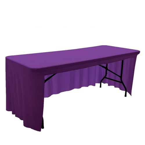 Spandex-Stretch-Tischdecke, 1,8 m bis 2,4 m, elastische Tischdecke for Hotel, Bankett, Hochzeit, Party, Tischdekoration, weißer Tischrock Für Hochzeit Party Geburtstag(Purple,6FT-183x76x76cm) von IOEUIWP
