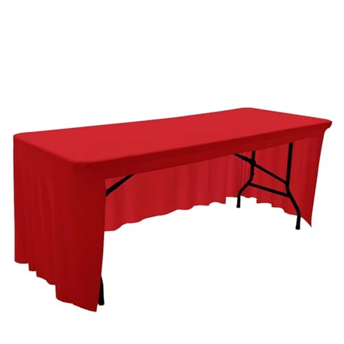 Spandex-Stretch-Tischdecke, 1,8 m bis 2,4 m, elastische Tischdecke for Hotel, Bankett, Hochzeit, Party, Tischdekoration, weißer Tischrock Für Hochzeit Party Geburtstag(Red,6FT-183x76x76cm) von IOEUIWP