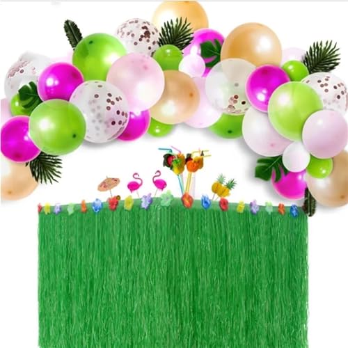Tischrock for Tropische hawaiianische Partydekorationen, Partydekorationen, Zubehör, Tischdekoration for Geburtstag von Erwachsenen und Kindern Für Hochzeit Party Geburtstag(SET30,276X75CM) von IOEUIWP