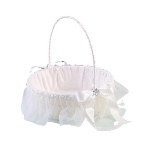 Traumhochzeit Blumenkind Streublätter Großer Blumenkorb Reine weiße Spitze Perlenbordüre Hochzeitsbedarf von IOEUIWP