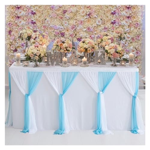 Tüll-Tischrock for Hochzeit, Geburtstag, Party, Kuchen, Dessert, Bankett, Hochzeiten, Partys, Zuhause, Hotel, Dekoration Für Hochzeit Party Geburtstag(Blue White,77x427cm 900g) von IOEUIWP