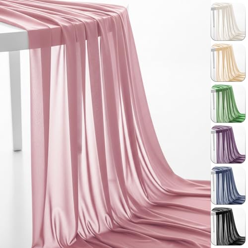 152,4 cm Chiffon-Stoff, vorgeschnitten, durchscheinender Stoff für Hochzeitsbögen, Drapierstoff, Party-Hintergrund, Dekoration, Deckendekoration, (Dusty Rose, 91 cm) von IONTACH