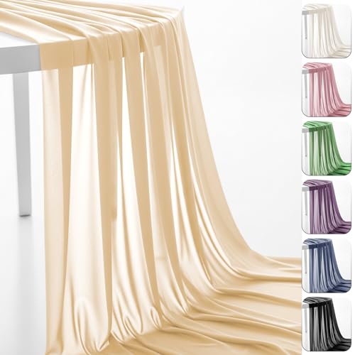 152,4 cm Chiffon-Stoff, vorgeschnitten, durchscheinender Stoff für Hochzeitsbögen, Drapierstoff, Party-Hintergrund, Dekoration, Deckendekoration (Champagner, 4,5 m) von IONTACH