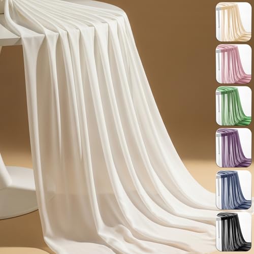152,4 cm Chiffon-Stoff, vorgeschnitten, durchscheinender Stoff für Hochzeitsbögen, Drapierstoff, Party-Hintergrund, Dekoration, Deckendekoration (Elfenbein, 91 cm) von IONTACH
