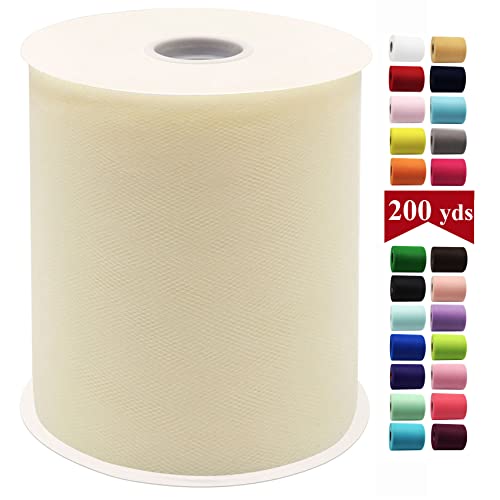 Elfenbeinfarbene Tüll-Stoffrollen, 15,2 cm x 200 Meter, Stoffspule Tüllband für DIY, elfenbeinfarbene Tutu-Schleife, Babyparty, Geburtstag, Party, Hochzeit, Dekorationen, Bastelbedarf Elfenbeinfarbene Tüll-Stoffrollen, 15,2 cm x 200 Meter, Stoffspule Tüllband für DIY, elfenbeinfarbene Tutu-Schleife, Babyparty, Geburtstag, Party, Hochzeit, Dekorationen, Bastelbedarf von IONTACH