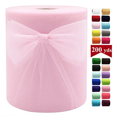 Hellrosa Tüllstoffrollen 15,2 cm x 200 m (182,9 m) Stoffspule Tüllband für DIY hellrosa Tutu Schleife Babyparty Geburtstag Party Hochzeit Dekorationen Bastelbedarf von IONTACH