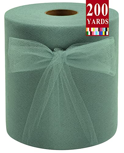 Salbeigrüne Tüll-Stoffrollen, 15,2 cm x 200 Yards (182,9 m) Stoffspule Tüllband für DIY Tutu Schleife Babyparty Geburtstag Party Hochzeit Dekorationen Bastelbedarf von IONTACH