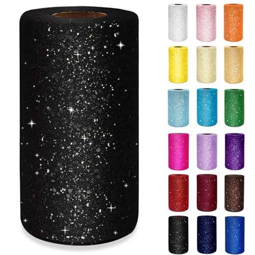 Schwarzes Glitzer-Tüll-Rollen, 15,2 cm x 45,7 m, Pailletten-Tüllstoffband für Geschenkverpackungen, Halloween, Bastelbedarf, DIY-Tutu, Rock, Nähschleife, Hochzeitsdekorationen Schwarzes Glitzer-Tüll-Rollen, 15,2 cm x 45,7 m, Pailletten-Tüllstoffband für Geschenkverpackungen, Halloween, Bastelbedarf, DIY-Tutu, Rock, Nähschleife, Hochzeitsdekorationen von IONTACH