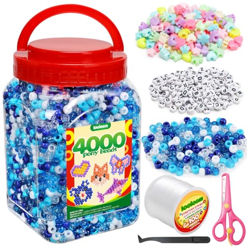 IOOLEEM Blaue solide und glitzernde Pony-Perlen – 4000-teiliges Set für Freundschaftsarmbänder und Schmuckherstellung, einfache Lagerung IOOLEEM Blaue solide und glitzernde Pony-Perlen – 4000-teiliges Set für Freundschaftsarmbänder und Schmuckherstellung, einfache Lagerung von IOOLEEM