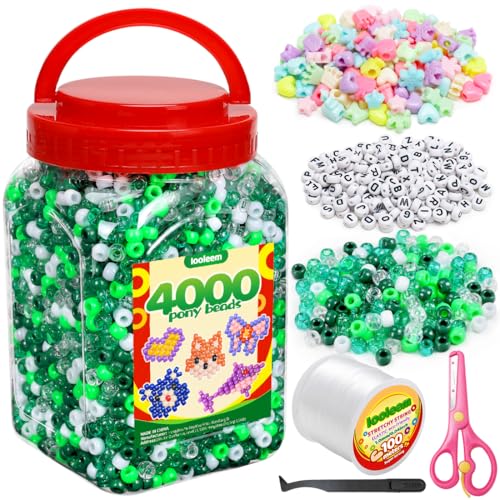 IOOLEEM Grüne solide und glitzernde Pony-Perlen – 4000-teiliges Set für Freundschaftsarmbänder und Schmuckherstellung, einfache Lagerung IOOLEEM Grüne solide und glitzernde Pony-Perlen – 4000-teiliges Set für Freundschaftsarmbänder und Schmuckherstellung, einfache Lagerung von IOOLEEM