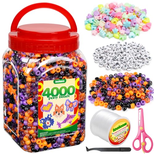 IOOLEEM Halloween Solid & Glitter Bulk Pony Perlen – 4000-teiliges Set für Freundschaftsarmbänder und Schmuckherstellung, einfache Lagerung IOOLEEM Halloween Solid & Glitter Bulk Pony Perlen – 4000-teiliges Set für Freundschaftsarmbänder und Schmuckherstellung, einfache Lagerung von IOOLEEM
