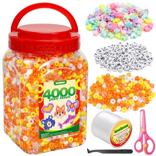 IOOLEEM Orange solide und glitzernde Pony-Perlen – 4000-teiliges Set für Freundschaftsarmbänder und Schmuckherstellung, einfache Lagerung IOOLEEM Orange solide und glitzernde Pony-Perlen – 4000-teiliges Set für Freundschaftsarmbänder und Schmuckherstellung, einfache Lagerung von IOOLEEM