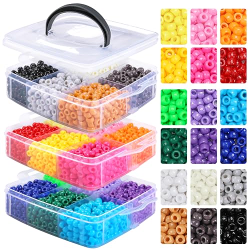 IOOLEEM Pony-Perlen (18 Farben, 3200 Stück), Perlen-Sets für Armbänder, Perlen für Freundschaftsarmbänder und Schmuckherstellung, einfache Lagerung. von IOOLEEM