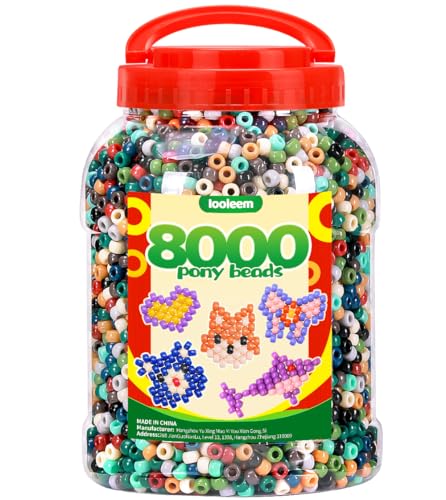 IOOLEEM Pony-Perlen (8000 Stück, Erdtonfarben), Perlenzubehör, Freundschaftsarmbänder, King-Size von IOOLEEM