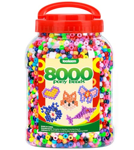 IOOLEEM Pony-Perlen (8000 Stück, mehrfarbig), Perlenzubehör, Freundschaftsarmbänder, King-Size von IOOLEEM